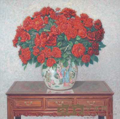 王伟 《红玫瑰》 80×80cm
